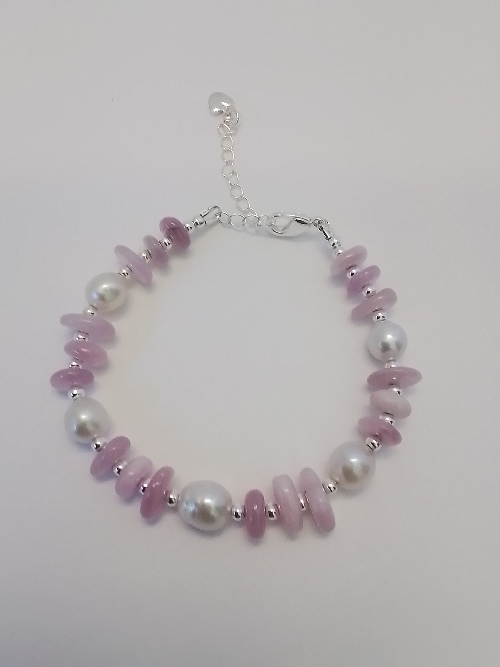 Pink And Lavender Gemstone & Pearl Bracelet